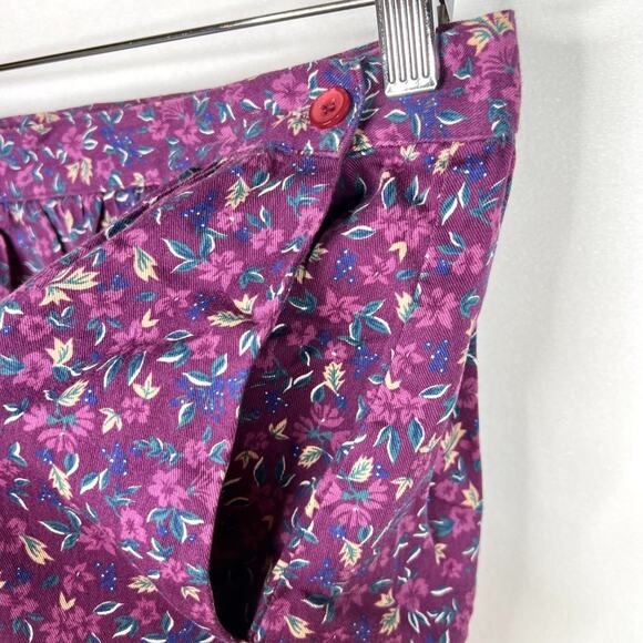 Vintage L.L. Bean Purple Floral Midi Skirt 10 - Picture 3 of 8